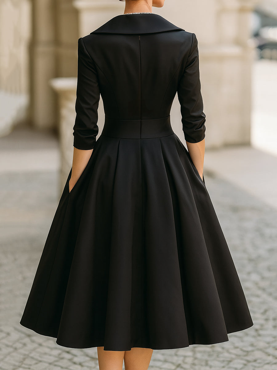 Monica | Vestido midi drapeado con bolsillos