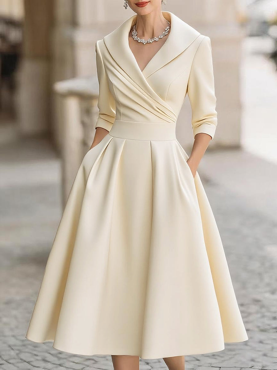 Monica | Vestido midi drapeado con bolsillos