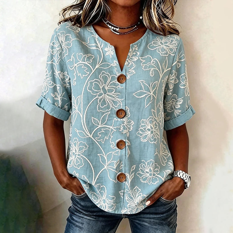Ingrid | Blusa vintage floral con botones