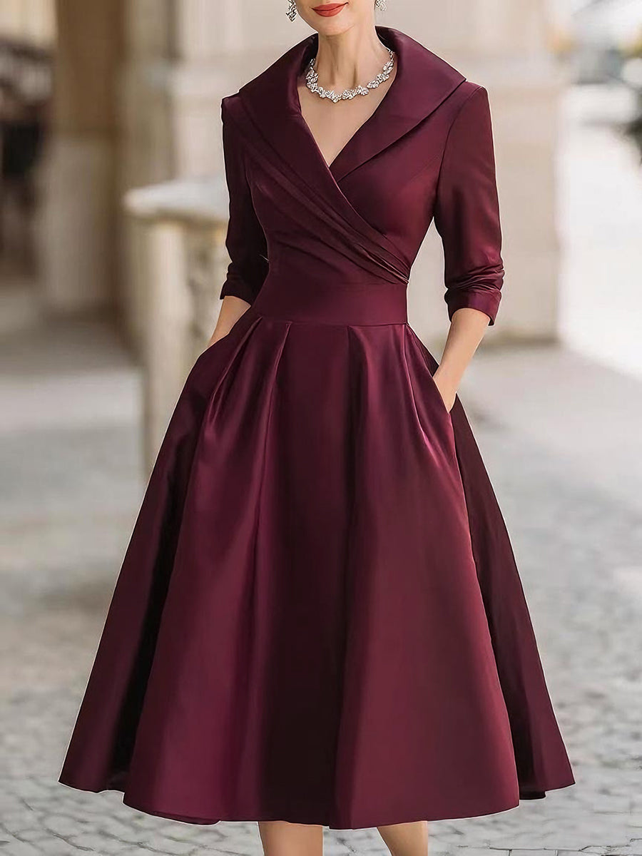 Monica | Vestido midi drapeado con bolsillos