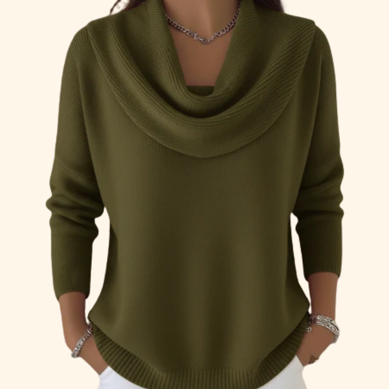 Blanca | Jersey de cuello drapeado