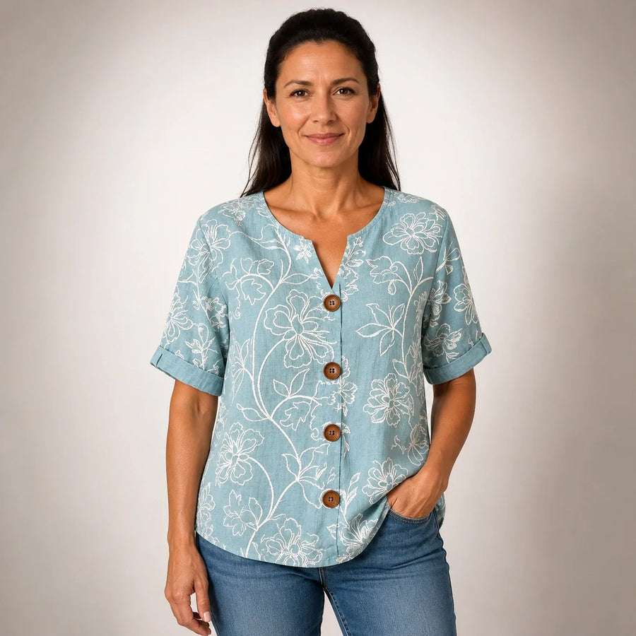 Ingrid | Blusa vintage floral con botones