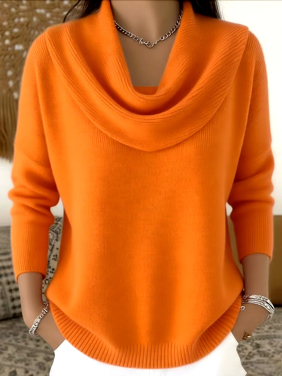 Blanca | Jersey de cuello drapeado