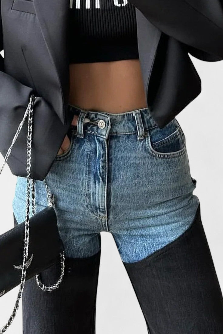 Salma | Jeans rectos con patchwork