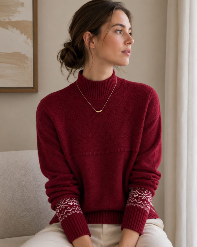 Angela | Jersey de cuello alto de punto jacquard