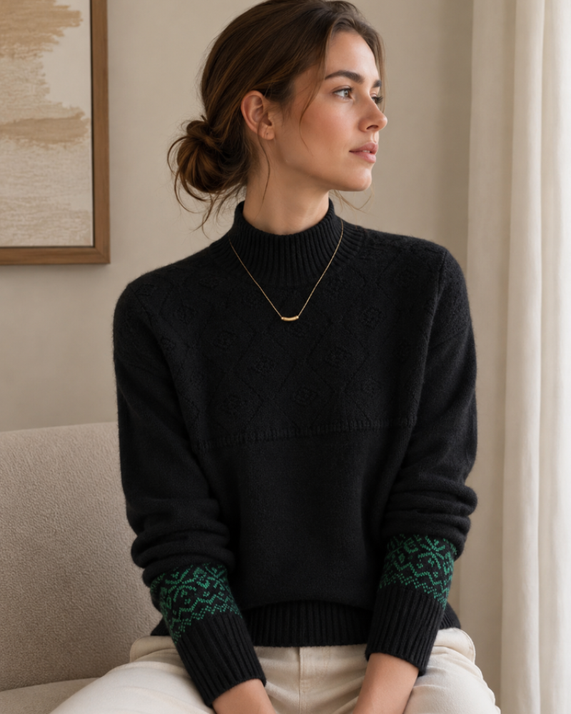 Angela | Jersey de cuello alto de punto jacquard