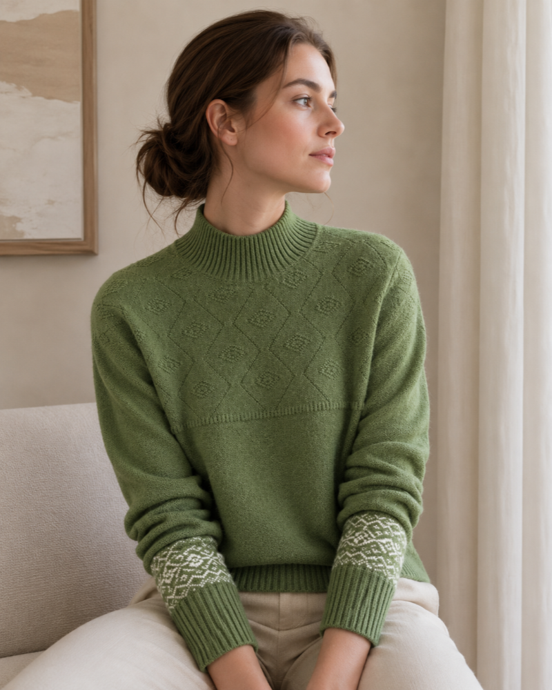 Angela | Jersey de cuello alto de punto jacquard