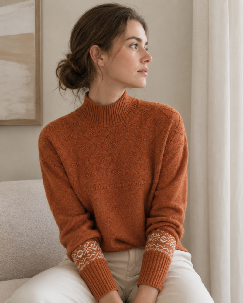 Angela | Jersey de cuello alto de punto jacquard