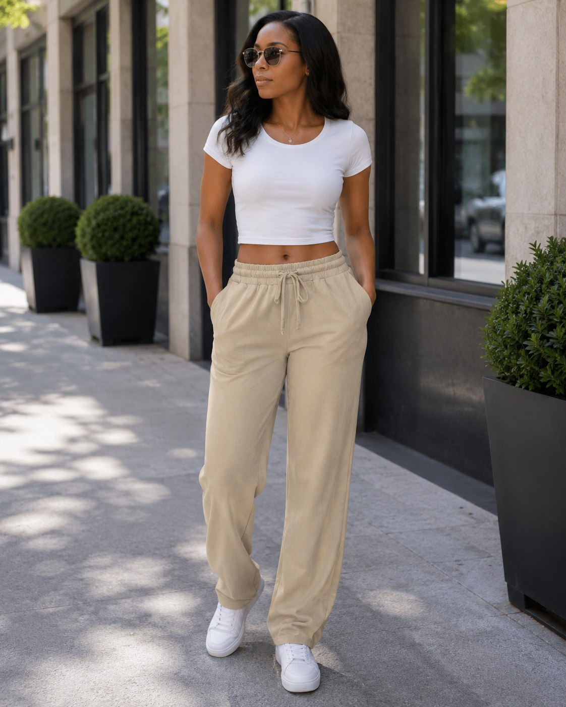 Paola | Pantalón recto de cintura elástica