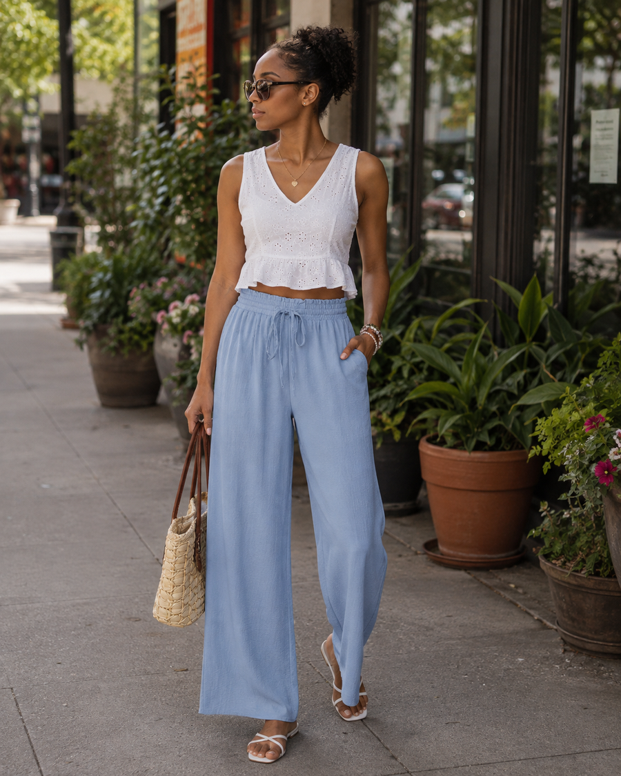 Patricia | Pantalón palazzo de cintura alta