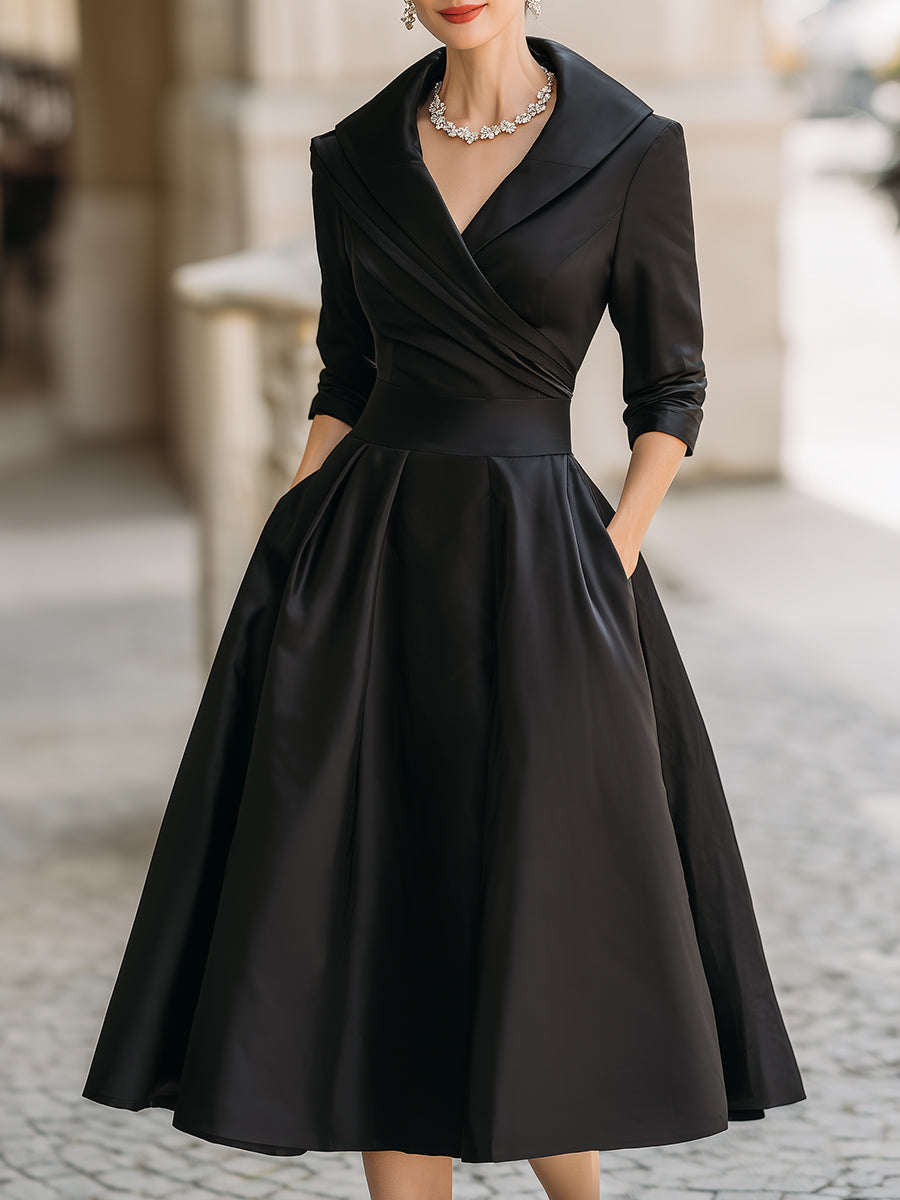 Monica | Vestido midi drapeado con bolsillos
