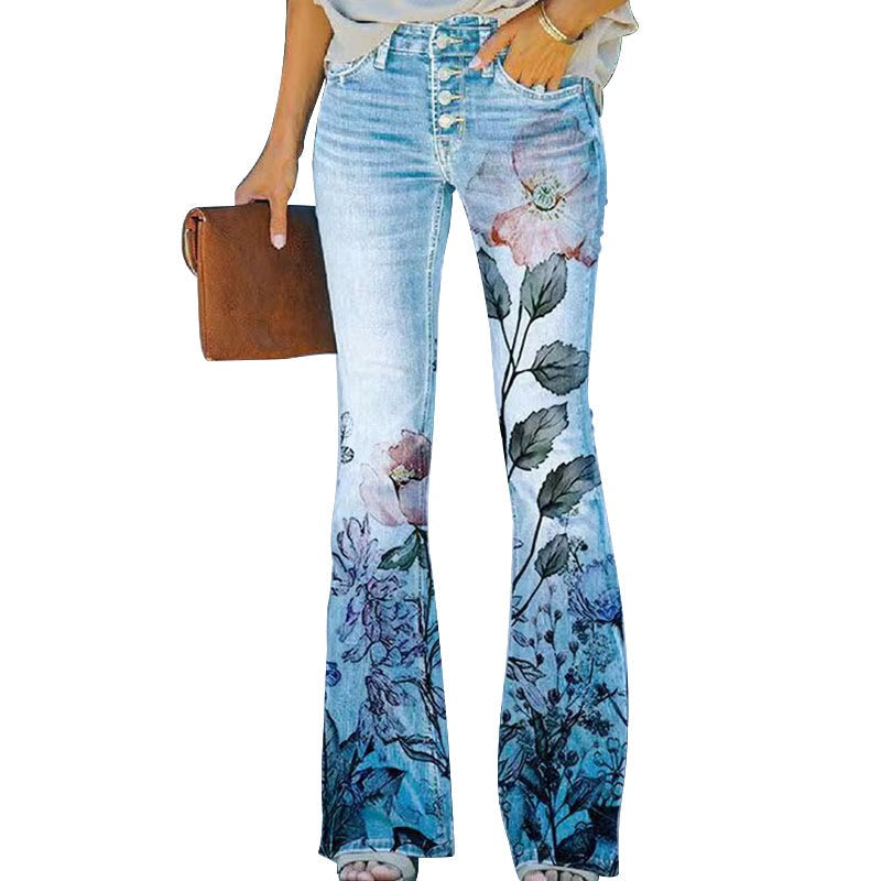 Rosalia | Jeans flare estampado floral