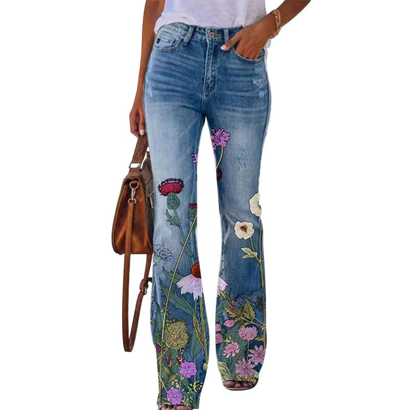 Rosalia | Jeans flare estampado floral