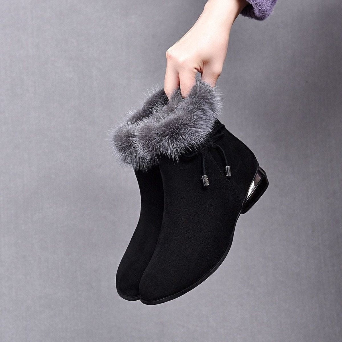 Valeria | Botines de ante con pelo