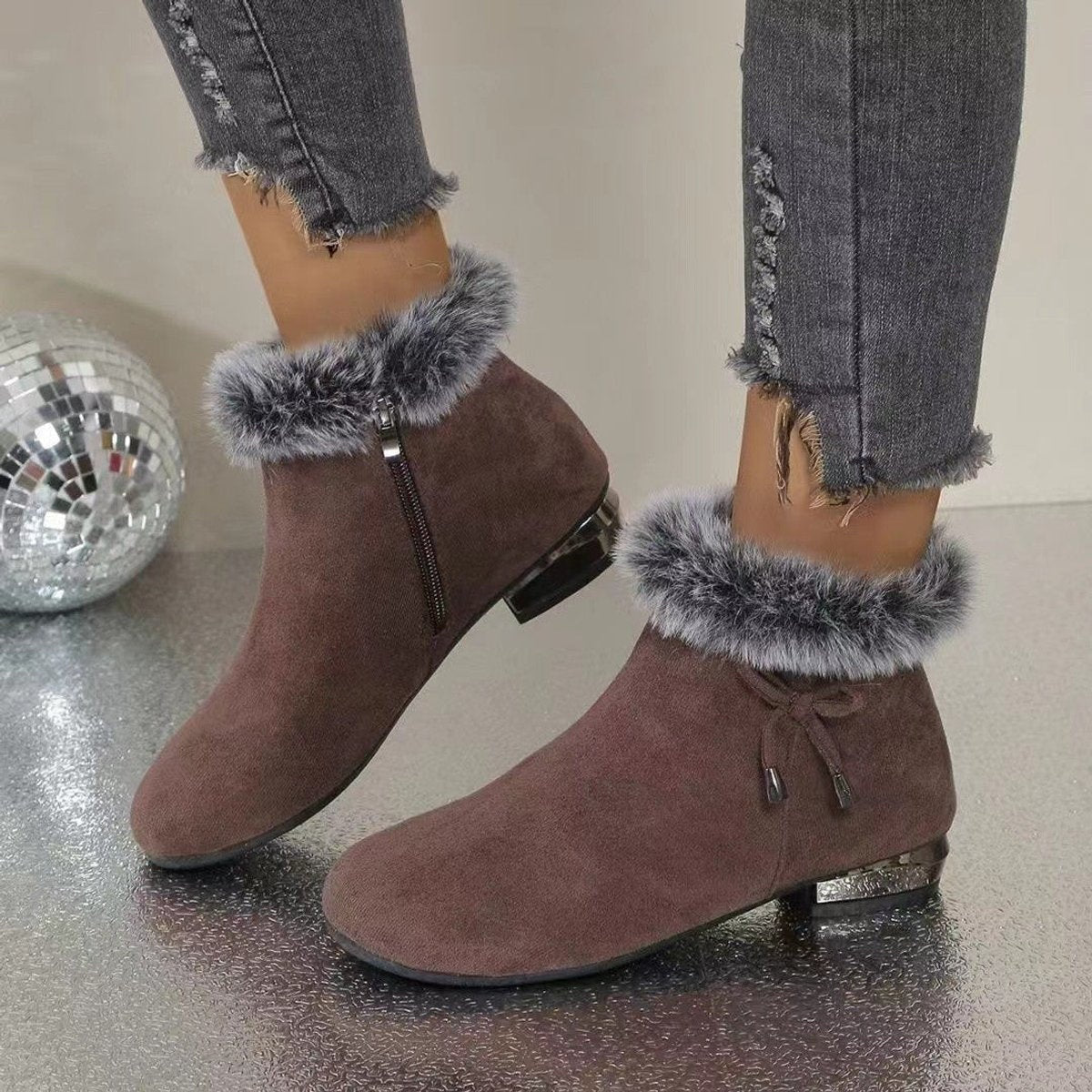 Valeria | Botines de ante con pelo