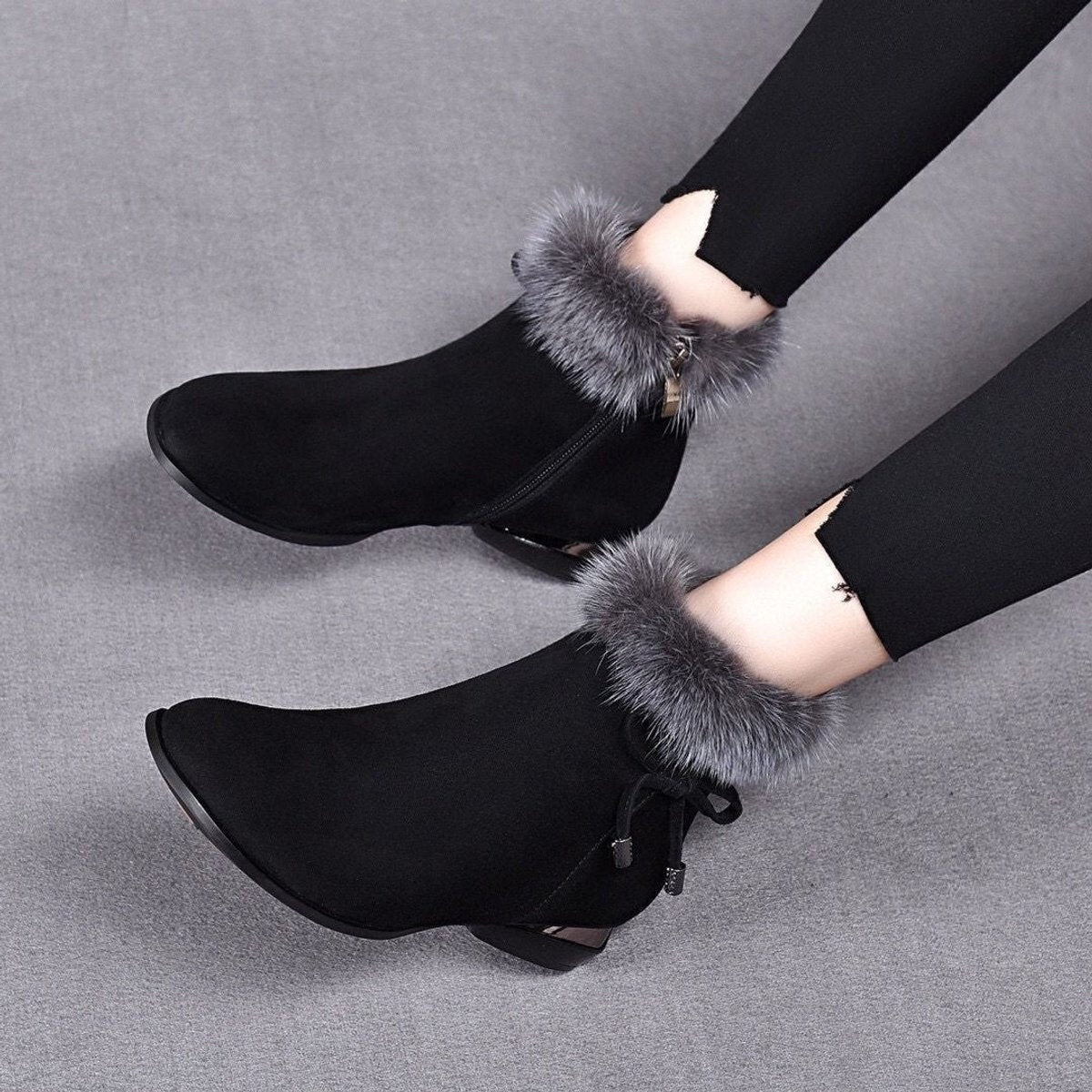 Valeria | Botines de ante con pelo