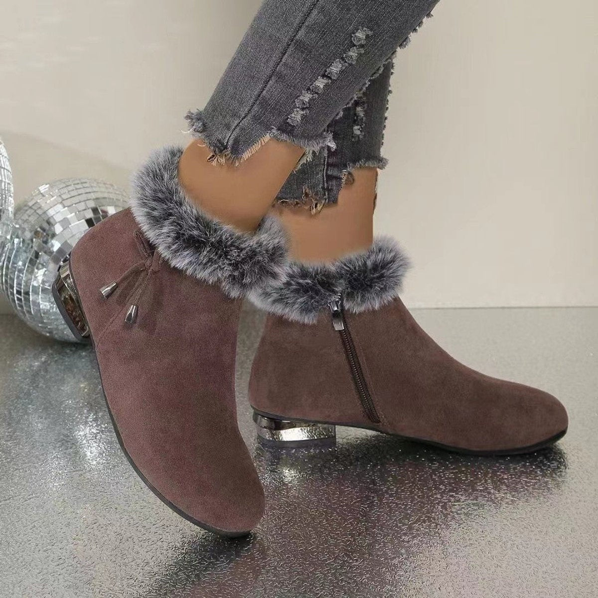 Valeria | Botines de ante con pelo