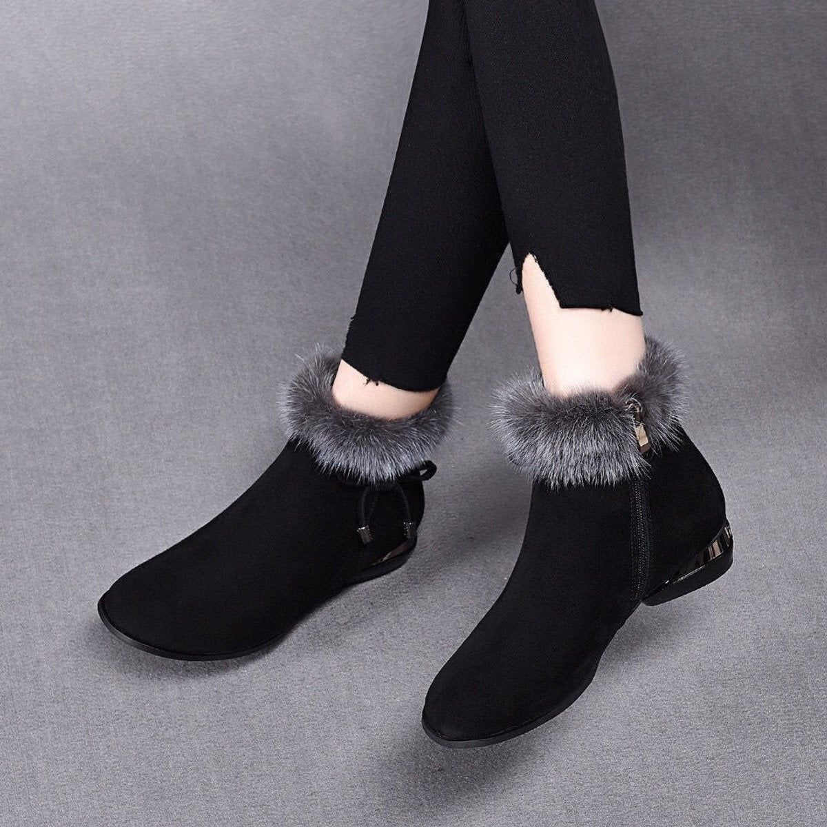 Valeria | Botines de ante con pelo