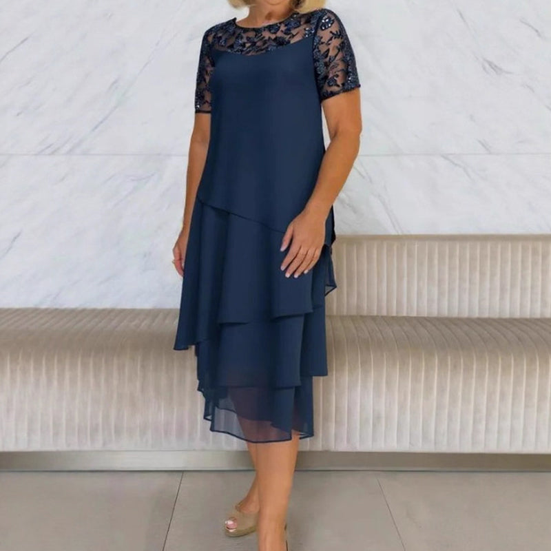 Milagros | Vestido midi de encaje con manga corta