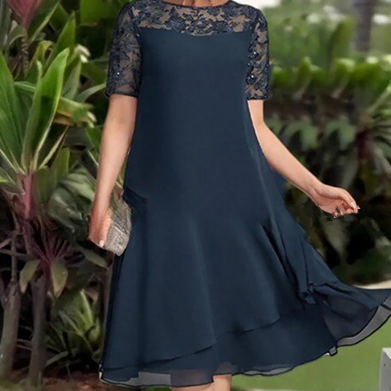 Milagros | Vestido midi de encaje con manga corta